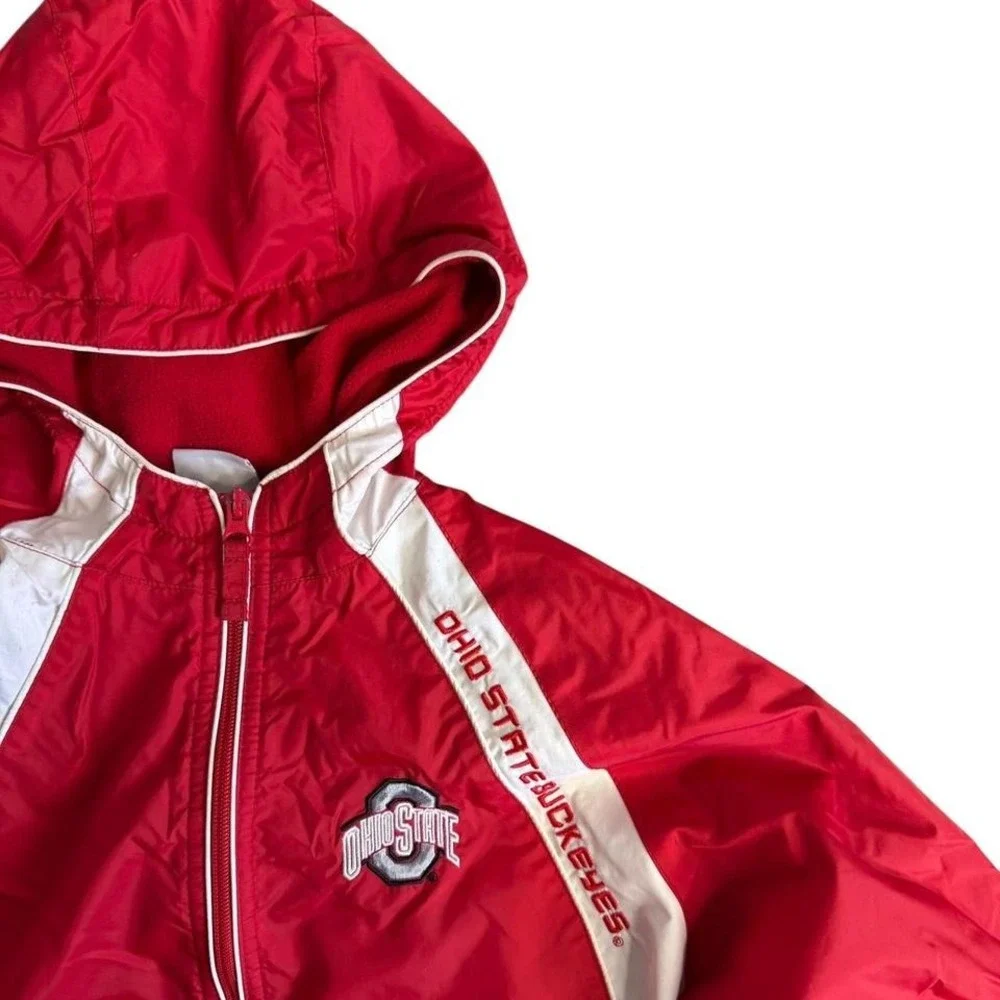 Vintage‎ Ohio State Buckeyes Red Hooded Windbreaker Jacket Youth XL 16/18
